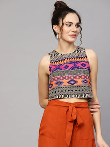 Multicolored Jacquard Crop Top