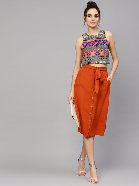 Multicolored Jacquard Crop Top