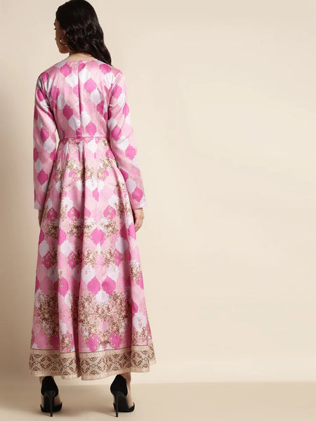 Pink Mughal Floral Anarkali Dress