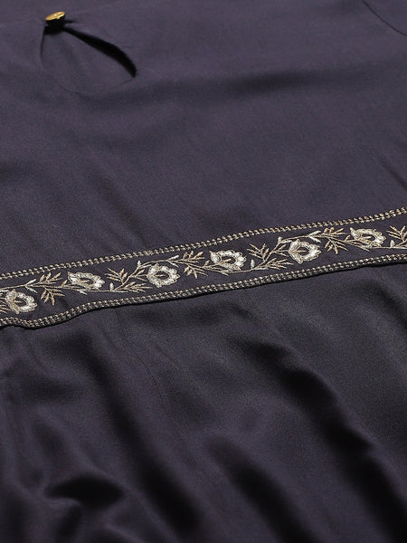 Navy Embroidered Waist Anarkali Kurta