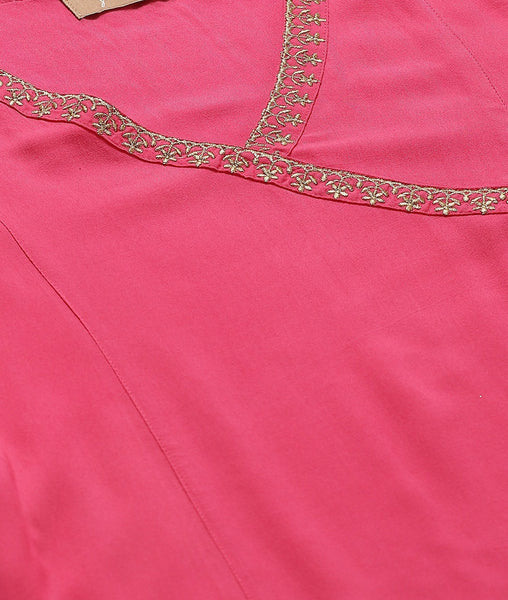 Fuchsia Angrakha Top with Dhoti Pants