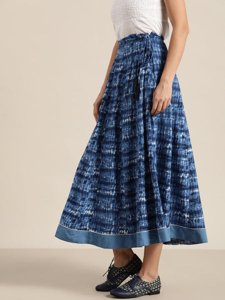 Blue Shibori Print Anarkali Skirt