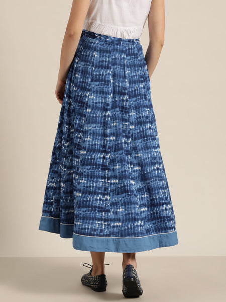 Blue Shibori Print Anarkali Skirt