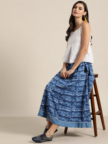 Blue Shibori Print Anarkali Skirt