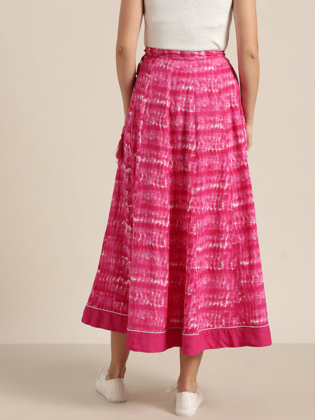 Pink Shibori Print Anarkali Skirt