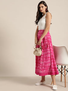 Pink Shibori Print Anarkali Skirt