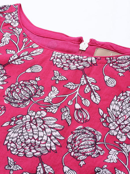 Cotton Fuchsia Floral Crop Top