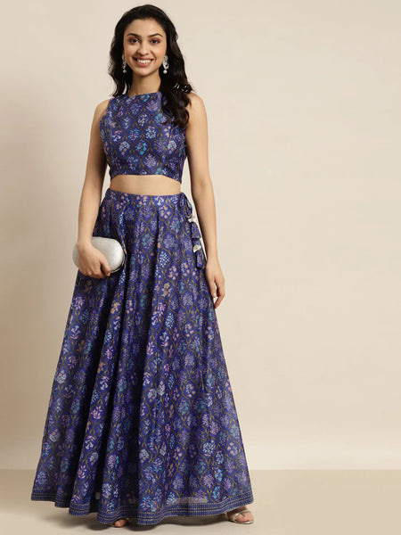 Purple Mughal Print Crop top