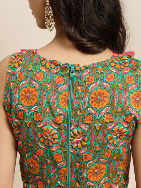 Chanderi Floral Tassel Crop Top