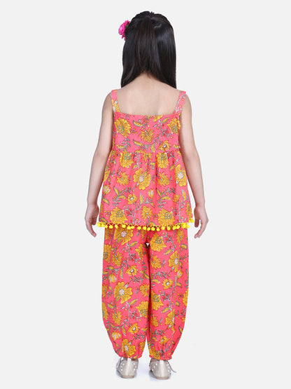 Pink Floral Cotton Top Set