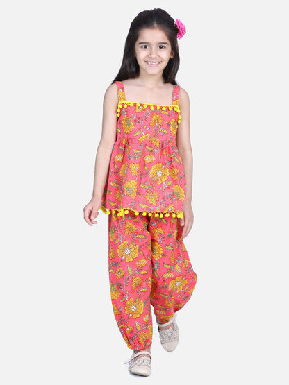 Pink Floral Cotton Top Set