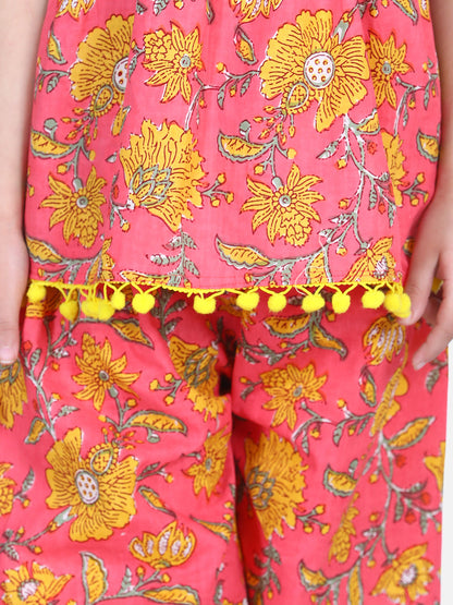 Pink Floral Cotton Top Set