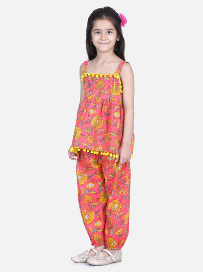 Pink Floral Cotton Top Set