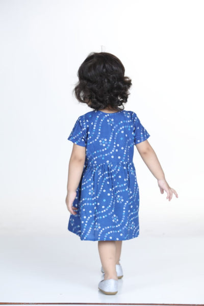 Blue Infant Cotton Jhabla With Bloomer