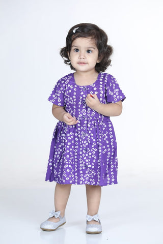 Purple Infant Cotton Jhabla With Bloomer