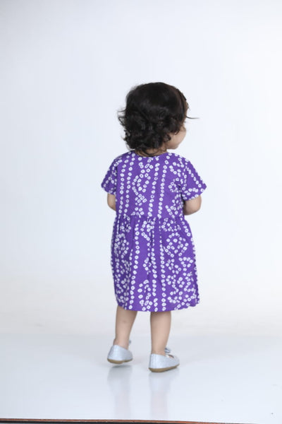 Purple Infant Cotton Jhabla With Bloomer