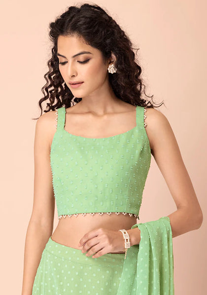 Mint Swiss Dot Crop Top