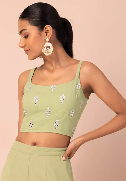 Lime Mirror Strap Crop Top