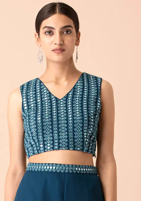 Teal Mirror Crop Top