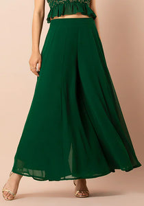 Green Flared Palazzo Pants