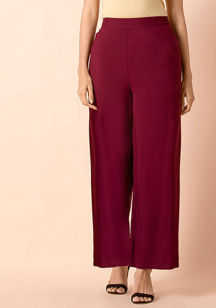 Maroon Flared Palazzo Pants