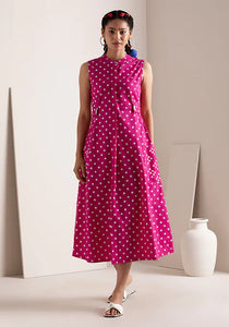 Fuchsia Bandhani  A-Line Dress