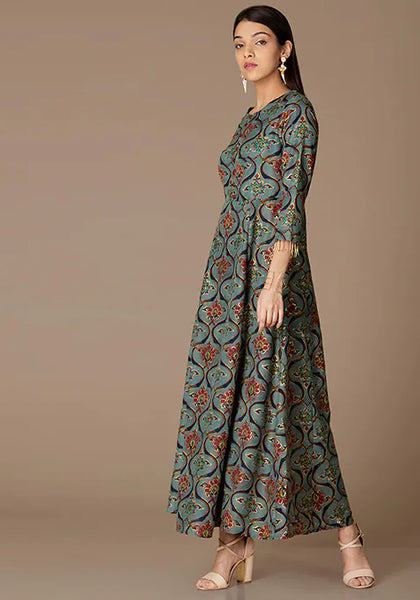 Jade Festive Floral Maxi Kurta