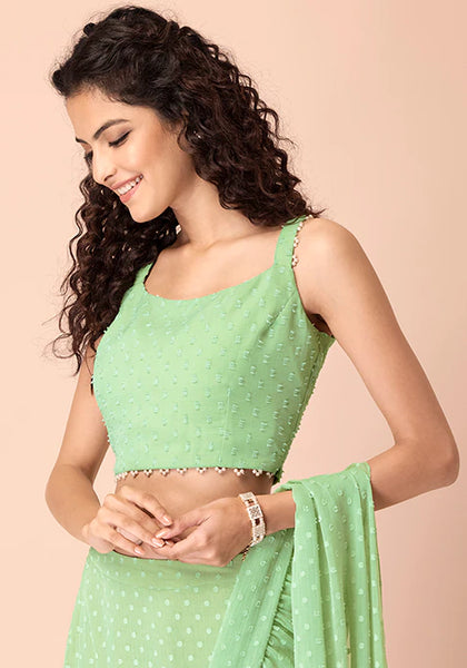 Mint Swiss Dot Crop Top