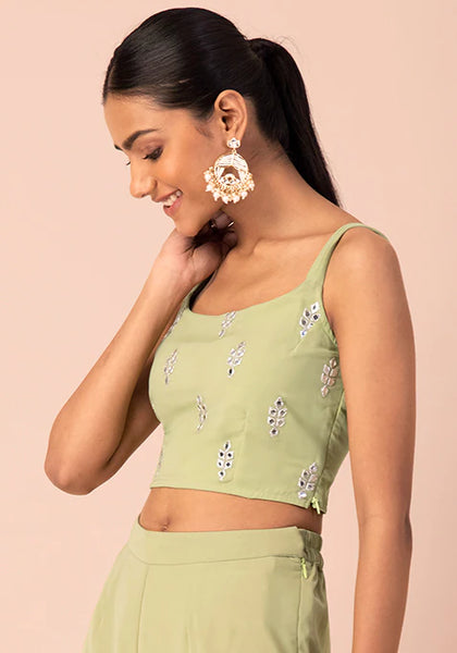 Lime Mirror Strap Crop Top