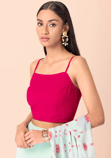 Hot Pink Smocked Crop Top