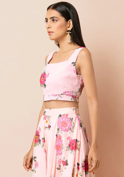 Pink Floral Crop Top