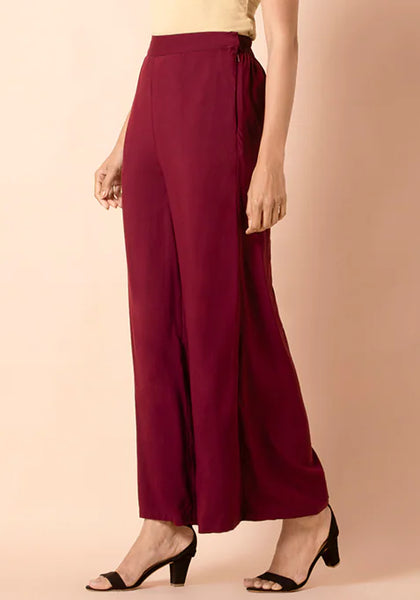 Maroon Flared Palazzo Pants