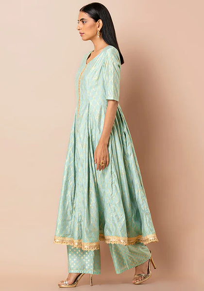 Aqua Mughal Festive A-Line Kurta