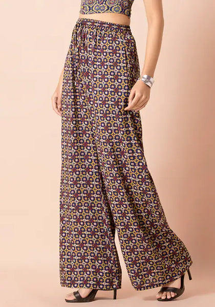 Navy Mustard  Straight Palazzo Pants