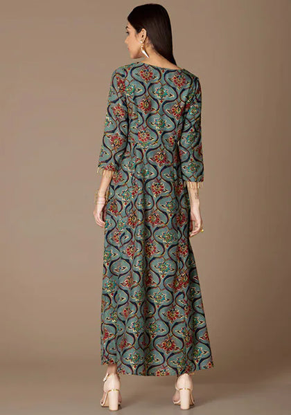 Jade Festive Floral Maxi Kurta