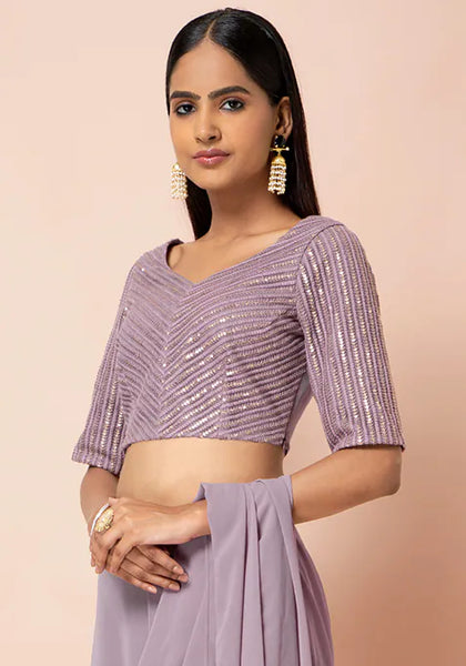 Lavender Embroidered Crop Top