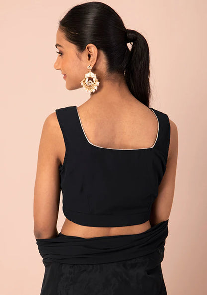 Black Mirror Embroidered Sleeveless Crop top