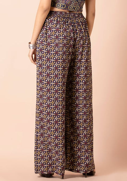 Navy Mustard  Straight Palazzo Pants