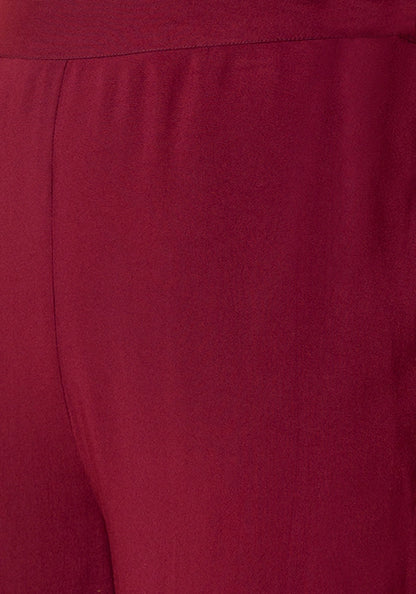 Maroon Flared Palazzo Pants