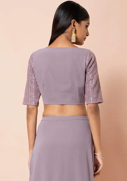 Lavender Embroidered Crop Top