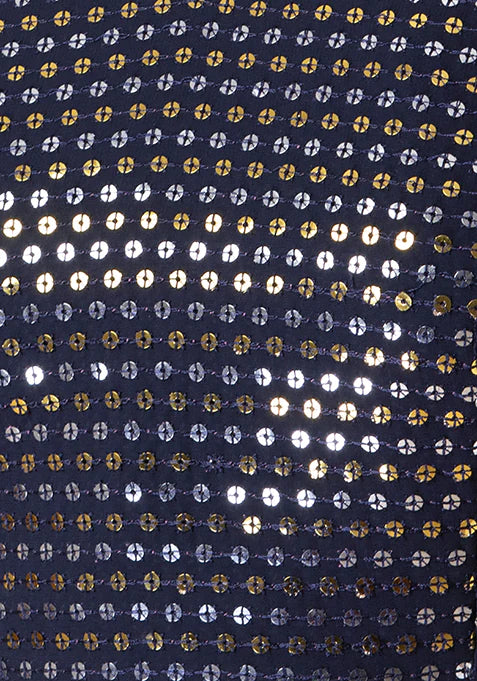 Navy Georgette Mesh Sequinned Crop Top