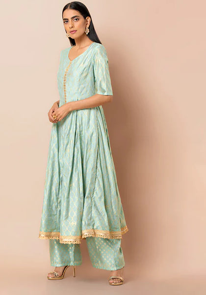 Aqua Mughal Festive A-Line Kurta