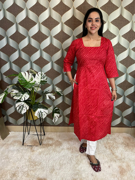 Nyra Red Lehariya Kurta