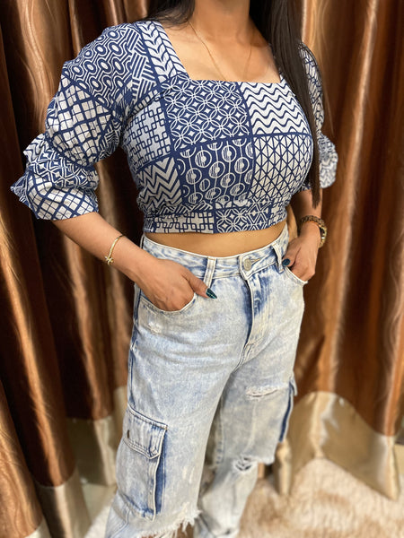 Diya Denim Blue Crop Top