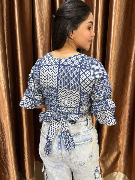 Diya Denim Blue Crop Top