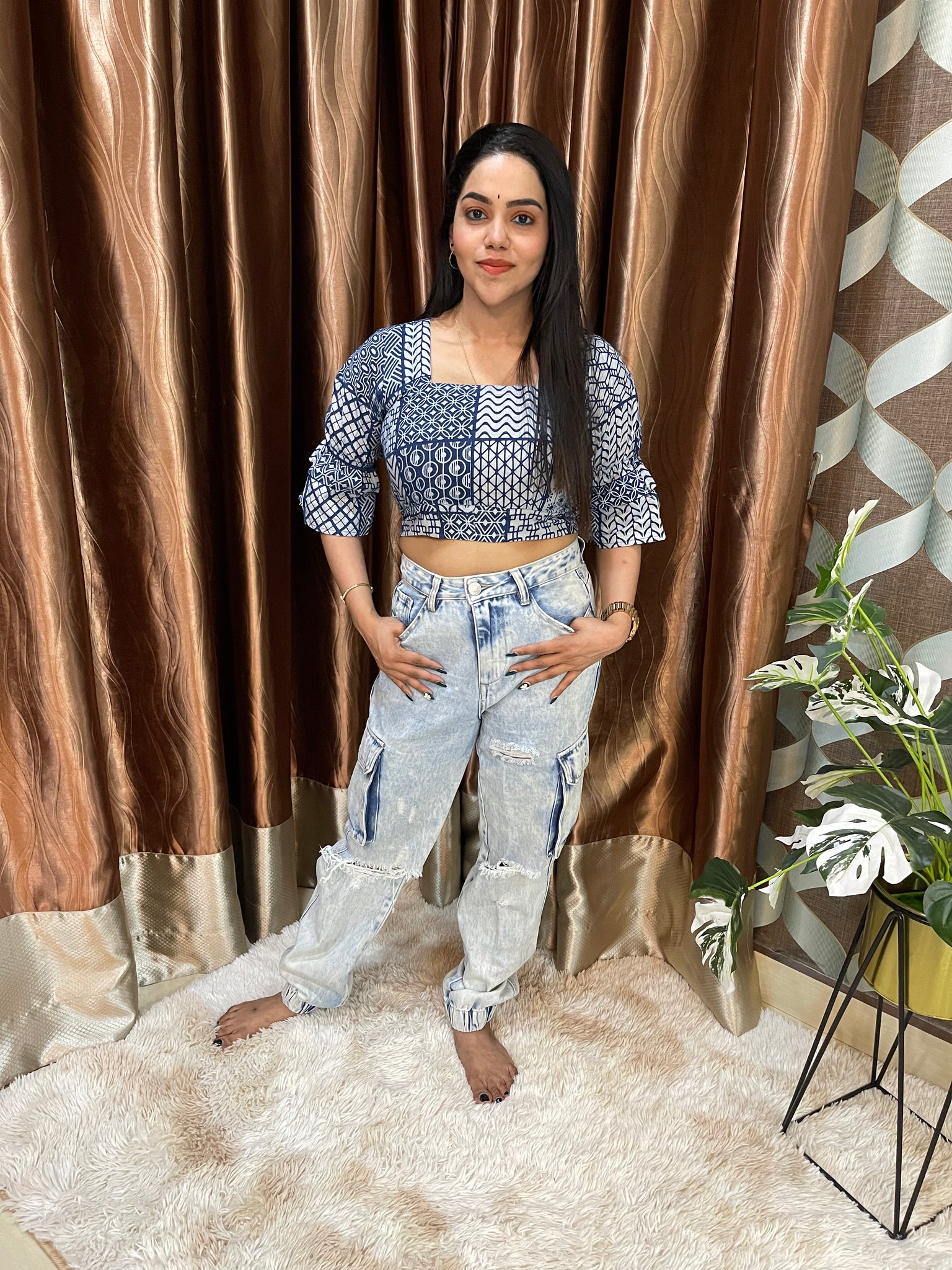 Diya Denim Blue Crop Top