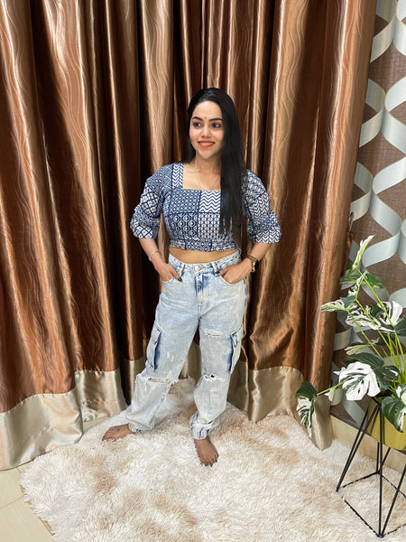 Diya Denim Blue Crop Top