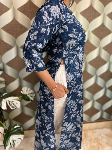 Nyra Blue Floral Kurta