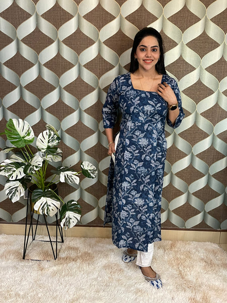 Nyra Blue Floral Kurta