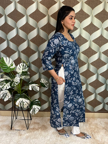 Nyra Blue Floral Kurta